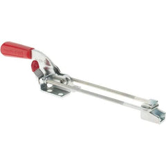 De-Sta-Co - 719 Lb Capacity, Horizontal, U Hook, Flanged Base, Carbon Steel Pull Action Latch Clamp - 1-3/4" Drawing Movement, 10-17/32" OAL, Threaded U Hook, Straight Handle - USA Tool & Supply