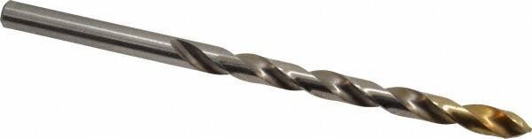 DORMER - #5 118° High Speed Steel Jobber Drill - TiN Finish, Right Hand Cut, Spiral Flute, Straight Shank, 3-3/4" OAL, Split Point - USA Tool & Supply