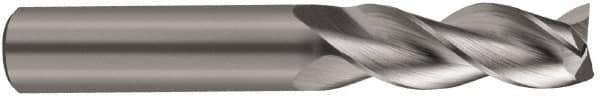 SGS - 1/2", 2" LOC, 1/2" Shank Diam, 4" OAL, 3 Flute, Solid Carbide Square End Mill - Single End, Uncoated, Spiral Flute, 38° Helix, Right Hand Cut, Right Hand Flute, Series 43 - USA Tool & Supply