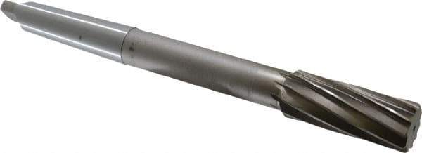 Interstate - 1-1/8" High Speed Steel 10 Flute Chucking Reamer - Spiral Flute, 3MT Morse Taper Shank, 2-7/8" Flute Length, 11" OAL - USA Tool & Supply