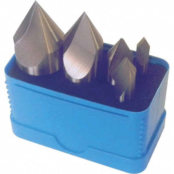 Interstate - 5 Piece, 1/4 to 1" Head Diam, 90° Included Angle, Single End Countersink Set - USA Tool & Supply