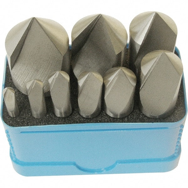 Interstate - 9 Piece, 3/16 to 1" Head Diam, 60° Included Angle, Single End Countersink Set - USA Tool & Supply