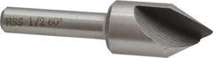 Interstate - 1/2" Head Diam, 1/4" Shank Diam, 1 Flute 60° High Speed Steel Countersink - USA Tool & Supply