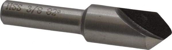 Interstate - 3/8" Head Diam, 1/4" Shank Diam, 1 Flute 82° High Speed Steel Countersink - Bright Finish, 1-3/4" OAL, Single End, Straight Shank, Right Hand Cut - USA Tool & Supply