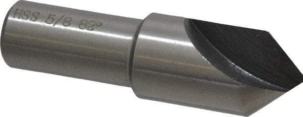 Interstate - 5/8" Head Diam, 1/2" Shank Diam, 1 Flute 82° High Speed Steel Countersink - Bright Finish, 2-1/4" OAL, Single End, Straight Shank, Right Hand Cut - USA Tool & Supply