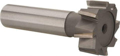 Made in USA - 1" Diam x 3/8" Face Width, Carbide-Tipped, 8 Teeth, Shank Connection Woodruff Keyseat Cutter - Uncoated, 2-3/8" OAL x 1/2" Shank, Staggered Teeth, ANSI 1208, Old Standard 152 - USA Tool & Supply
