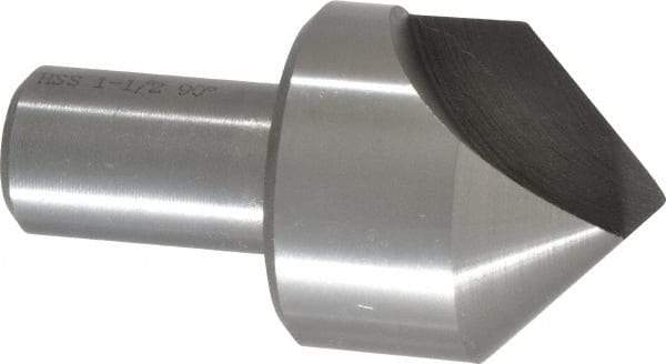 Interstate - 1-1/2" Head Diam, 3/4" Shank Diam, 1 Flute 90° High Speed Steel Countersink - Bright Finish, 2-7/8" OAL, Single End, Straight Shank, Right Hand Cut - USA Tool & Supply