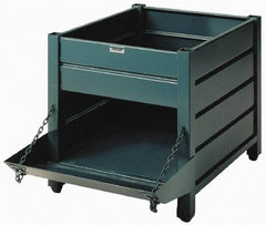 Steel King - 32" Long x 40" Wide x 24" High Steel Bin-Style Bulk Storage and Transport Container with 1 Gate - 4,000 Lb. Load Capacity - USA Tool & Supply