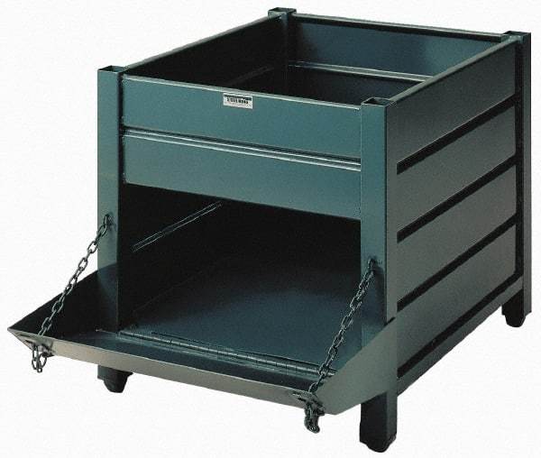 Steel King - 30" Long x 36" Wide x 24" High Steel Bin-Style Bulk Storage and Transport Container with 1 Gate - 4,000 Lb. Load Capacity - USA Tool & Supply