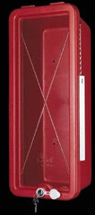 Made in USA - 5 Lb. Capacity, Surface Mount, Crystal Polystyrene Fire Extinguisher Cabinet - 8-1/4 Inch Wide x 19-1/4 Inch High x 6-3/4 Inch Deep, Red - USA Tool & Supply