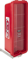 Made in USA - 10 Lb. Capacity, Surface Mount, Crystal Polystyrene Fire Extinguisher Cabinet - 9-1/4 Inch Wide x 23-1/4 Inch High x 7-1/4 Inch Deep, Red - USA Tool & Supply