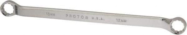 Proto - 12mm x 13mm 12 Point Offset Box Wrench - Double End, 8-7/8" OAL, Steel, Polished Finish, 7.5° Offset - USA Tool & Supply