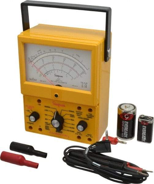 Simpson Electric - 12395, 1,000 VAC/VDC, Analog Manual Ranging Multimeter - 20 mOhm, Measures Voltage, Current, Resistance - USA Tool & Supply