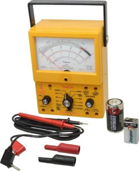 Simpson Electric - 12396, 1,000 VAC/VDC, Analog Manual Ranging Multimeter - 20 mOhm, Measures Voltage, Current, Resistance - USA Tool & Supply