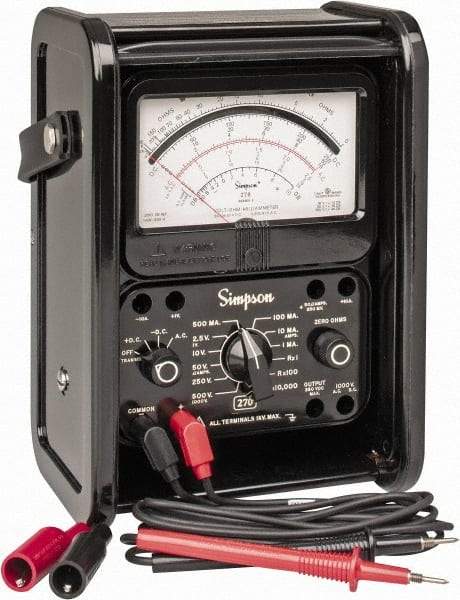 Simpson Electric - 12227, 1,000 VAC/VDC, Analog Manual Ranging Multimeter - 20 mOhm, Measures Voltage, Current, Resistance - USA Tool & Supply