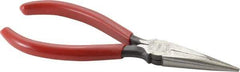 Urrea - 6-5/8" OAL, 1-55/64" Jaw Length x 23/32" Jaw Width, Long Nose Needle Nose Pliers - Serrated Jaw, Chain Nose Head, Rubber Grip Handles - USA Tool & Supply