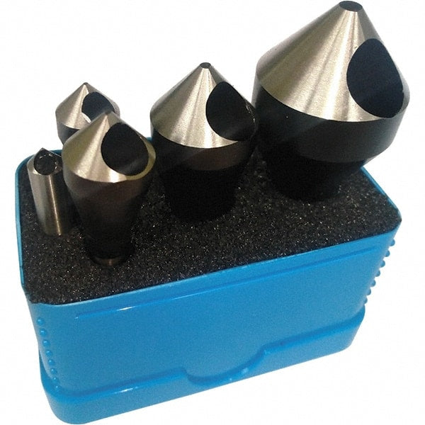 Interstate - 5 Piece, 1/16 to 9/16" Head Diam, 90° Included Angle, Single End Countersink Set - USA Tool & Supply