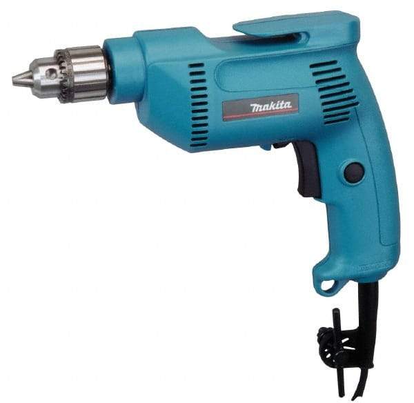 Makita - 3/8" Keyed Chuck, 2,500 RPM, Pistol Grip Handle Electric Drill - 4.9 Amps, 115 Volts, Reversible, Includes Chuck Key & Drill Chuck - USA Tool & Supply