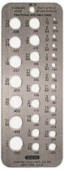 General - 1/16 Inch to 1/2 Inch Hole Size Drill Gage - 6-1/2 Inch Long, 2-1/2 Inch Wide, 29 Holes - USA Tool & Supply
