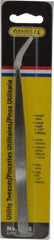 General - 6-1/2" OAL Utility Tweezers - X-LG, Curved Smooth Points - USA Tool & Supply