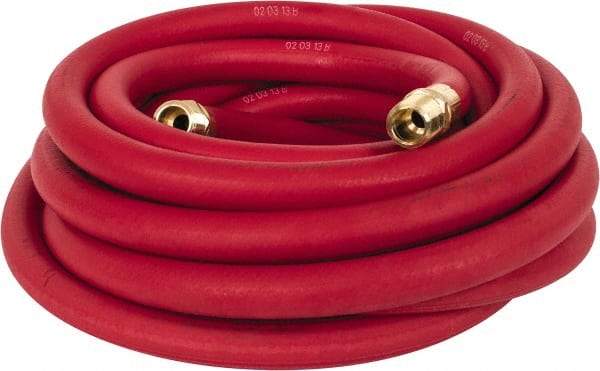 Continental ContiTech - 1/2" ID 25' Long Oil Resistant Air Hose - 250 Working psi, 190°, 1/2" Fitting, Red - USA Tool & Supply