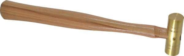 Made in USA - 1/4 Lb Head 3/4" Face Brass Nonmarring Hammer - 10-1/2" OAL, Wood Handle - USA Tool & Supply