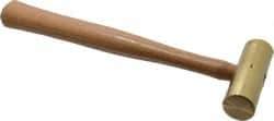 Made in USA - 1-1/2 Lb Head 1-1/4" Face Brass Nonmarring Hammer - 12" OAL, Wood Handle - USA Tool & Supply