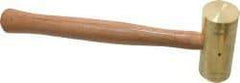 Made in USA - 3 Lb Head 1-3/4" Face Brass Nonmarring Hammer - 14" OAL, Wood Handle - USA Tool & Supply