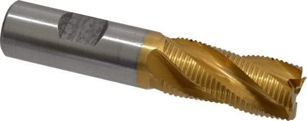Hertel - 3/4" Diam, Fine Pitch, 1-5/8" LOC, 4 Flute Cobalt Roughing Square End Mill - TiN Finish, 3-3/4" OAL, 3/4" Shank Diam, Single End, 30° Helix - USA Tool & Supply