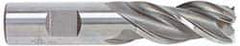 Accupro - 3/4", 3" LOC, 3/4" Shank Diam, 5-1/4" OAL, 3 Flute, Powdered Metal Square End Mill - Single End, Uncoated, Spiral Flute, 42° Helix, Centercutting, Right Hand Cut, Right Hand Flute - USA Tool & Supply