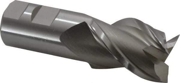 Hertel - 1-1/2", 2" LOC, 1-1/4" Shank Diam, 4-1/2" OAL, 3 Flute, High Speed Steel Square End Mill - Single End, Uncoated, Spiral Flute, 42° Helix, Centercutting, Right Hand Cut, Right Hand Flute - USA Tool & Supply