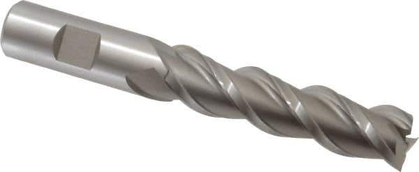 Hertel - 3/4", 3" LOC, 3/4" Shank Diam, 5-1/4" OAL, 3 Flute, High Speed Steel Square End Mill - Single End, Uncoated, Spiral Flute, 42° Helix, Centercutting, Right Hand Cut, Right Hand Flute - USA Tool & Supply