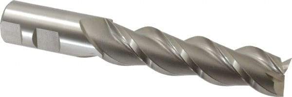 Hertel - 1", 4" LOC, 1" Shank Diam, 6-1/2" OAL, 3 Flute, High Speed Steel Square End Mill - Single End, Uncoated, Spiral Flute, 42° Helix, Centercutting, Right Hand Cut, Right Hand Flute - USA Tool & Supply