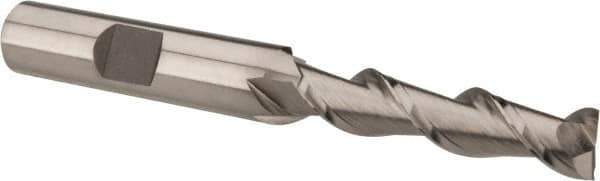 Hertel - 5/16", 1-3/8" LOC, 3/8" Shank Diam, 3-1/8" OAL, 2 Flute, High Speed Steel Square End Mill - Single End, Uncoated, Spiral Flute, 42° Helix, Centercutting, Right Hand Cut, Right Hand Flute - USA Tool & Supply