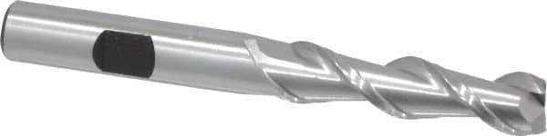Hertel - 3/8", 1-1/2" LOC, 3/8" Shank Diam, 3-1/4" OAL, 2 Flute, High Speed Steel Square End Mill - Single End, Uncoated, Spiral Flute, 42° Helix, Centercutting, Right Hand Cut, Right Hand Flute - USA Tool & Supply