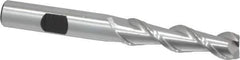 Hertel - 3/8", 1-1/2" LOC, 3/8" Shank Diam, 3-1/4" OAL, 2 Flute, High Speed Steel Square End Mill - Single End, Uncoated, Spiral Flute, 42° Helix, Centercutting, Right Hand Cut, Right Hand Flute - USA Tool & Supply