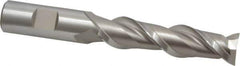 Hertel - 3/4", 3" LOC, 3/4" Shank Diam, 5-1/4" OAL, 2 Flute, High Speed Steel Square End Mill - Single End, Uncoated, Spiral Flute, 42° Helix, Centercutting, Right Hand Cut, Right Hand Flute - USA Tool & Supply
