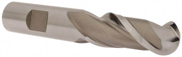 Hertel - 5/8" Diam, 1-5/8" LOC, 2 Flute High Speed Steel Ball End Mill - Uncoated, Single End, 3-3/4" OAL, 5/8" Shank Diam, Spiral Flute - USA Tool & Supply