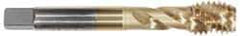Accupro - 5/16-18 UNC 3 Flute 2B Modified Bottoming Spiral Flute Tap - Powdered Metal, TiCN Finish, 2-23/32" OAL, Right Hand Flute, Right Hand Thread, H5 - USA Tool & Supply