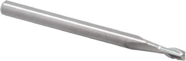 RobbJack - 3/32", 3/16" LOC, 1/8" Shank Diam, 1-1/2" OAL, 2 Flute, Solid Carbide Square End Mill - Single End, Uncoated, Spiral Flute, 30° Helix, Centercutting, Right Hand Cut, Right Hand Flute, Series S1-201 - USA Tool & Supply
