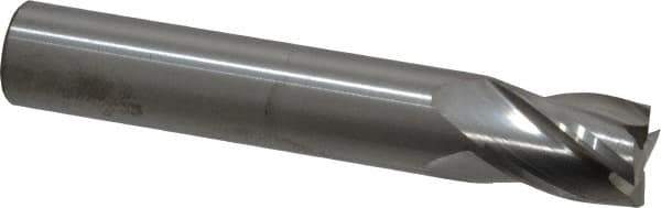 RobbJack - 1/2", 5/8" LOC, 1/2" Shank Diam, 3" OAL, 4 Flute, Solid Carbide Square End Mill - Single End, Uncoated, Spiral Flute, 30° Helix, Centercutting, Right Hand Cut, Right Hand Flute, Series S1-401 - USA Tool & Supply