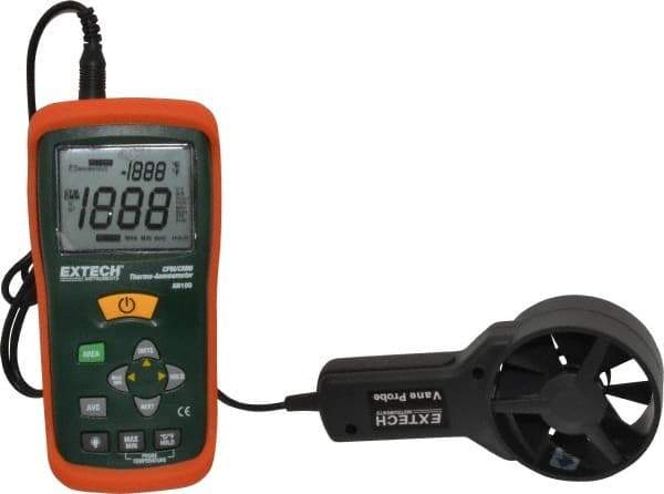 Extech - 0.4 to 30 m/Sec Air CFM and CMM Thermo Anemometer - 140°F Max - USA Tool & Supply