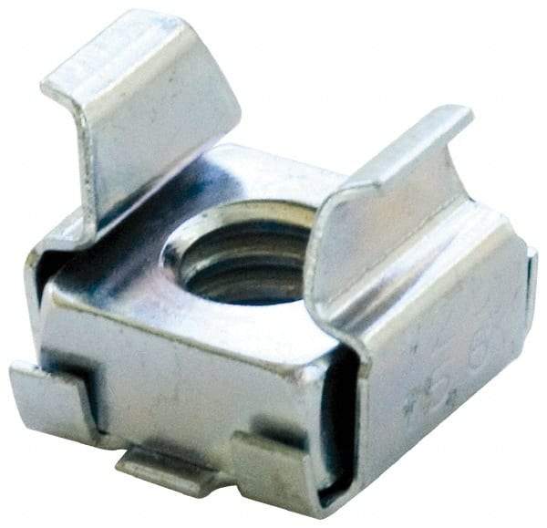 Made in USA - 3/8-16 Screw, 0.093 to 1/8" Thick, Spring Steel Cage Nut - Zinc-Plated Finish - USA Tool & Supply