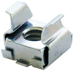 Made in USA - #6-32 Screw, 0.025 to 1/16" Thick, Spring Steel Cage Nut - Zinc-Plated Finish - USA Tool & Supply