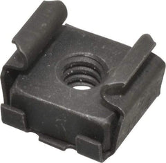 Made in USA - #10-24 Screw, 0.025 to 1/16" Thick, Spring Steel Cage Nut - Black Phosphate Finish - USA Tool & Supply