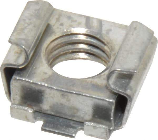 Made in USA - 3/8-16 Screw, 0.028 to 0.056" Thick, Spring Steel Cage Nut - Zinc-Plated Finish - USA Tool & Supply