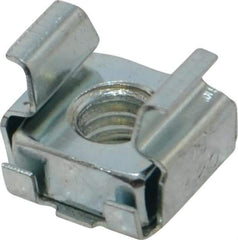 Made in USA - 1/4-20 Screw, 0.093 to 1/8" Thick, Spring Steel Cage Nut - Zinc-Plated Finish - USA Tool & Supply