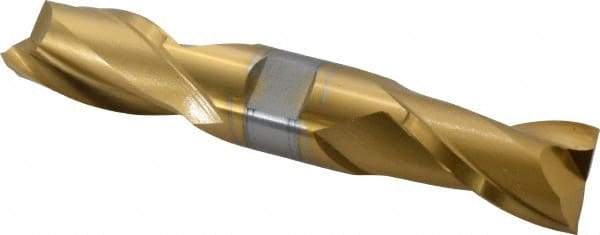 Hertel - 1", 1-5/8" LOC, 1" Shank Diam, 5-7/8" OAL, 2 Flute, High Speed Steel Square End Mill - Double End, TiN Finish, Spiral Flute, 30° Helix, Centercutting, Right Hand Cut, Right Hand Flute - USA Tool & Supply