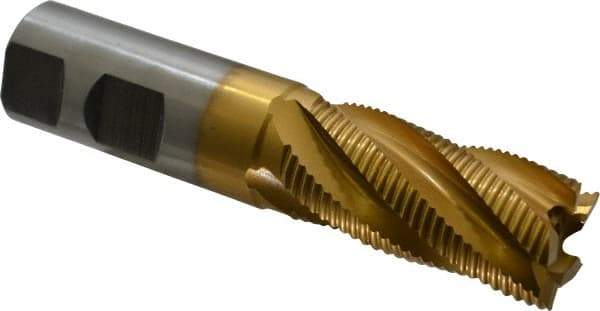 Hertel - 1" Diam, Fine Pitch, 2" LOC, 5 Flute Cobalt Roughing Square End Mill - TiN Finish, 4-1/2" OAL, 1" Shank Diam, Single End, 30° Helix - USA Tool & Supply