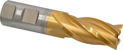 Hertel - 1", 2" LOC, 1" Shank Diam, 4-1/2" OAL, 4 Flute, High Speed Steel Square End Mill - Single End, TiN Finish, Spiral Flute, 30° Helix, Right Hand Cut, Right Hand Flute - USA Tool & Supply